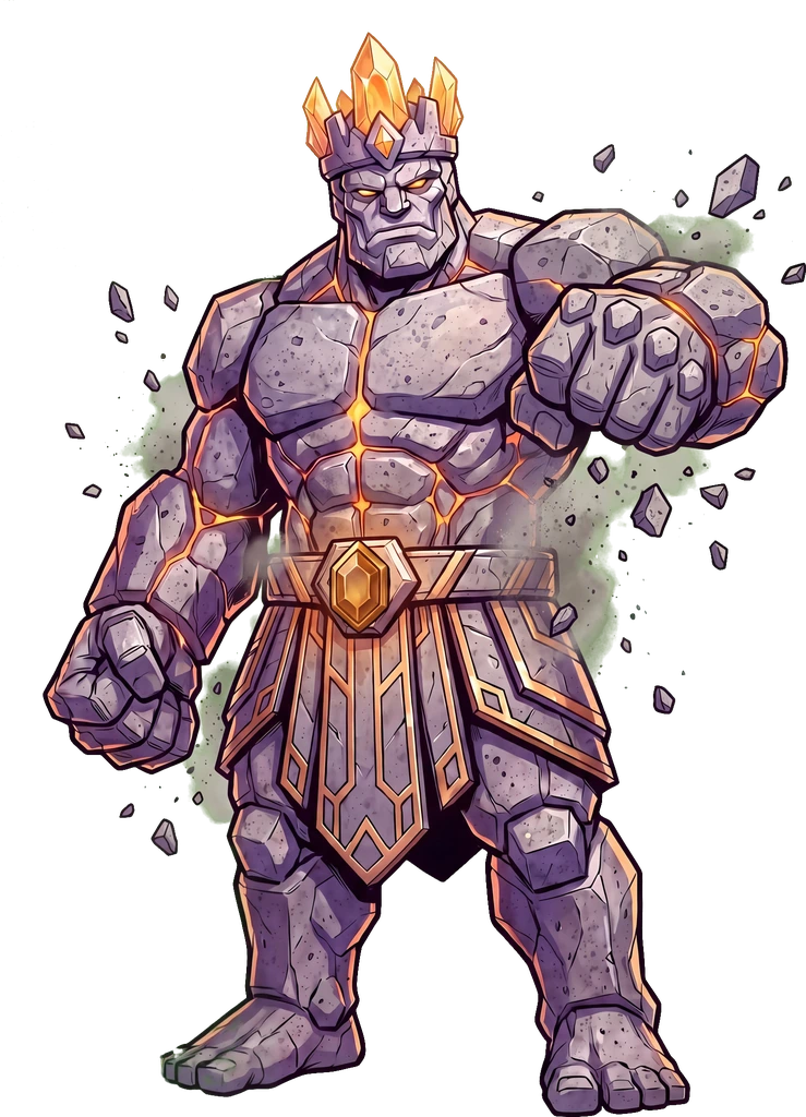 ADAMAS, king of Granite Gate standing on his floating realm