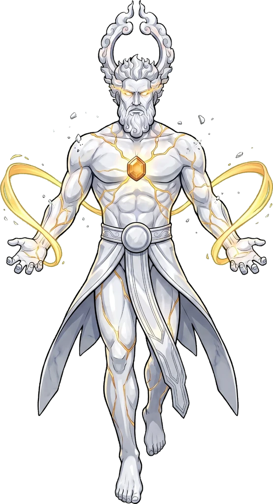 AUREL, king of Welkin Court standing on his floating realm