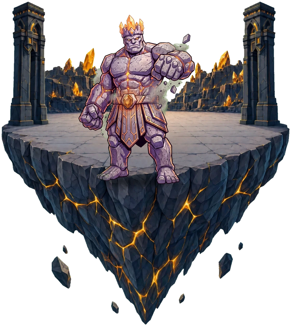 ADAMAS, king of Granite Gate standing on his floating realm