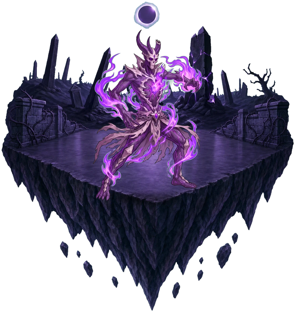 WYTHER, king of Cursed Hollow standing on his floating realm