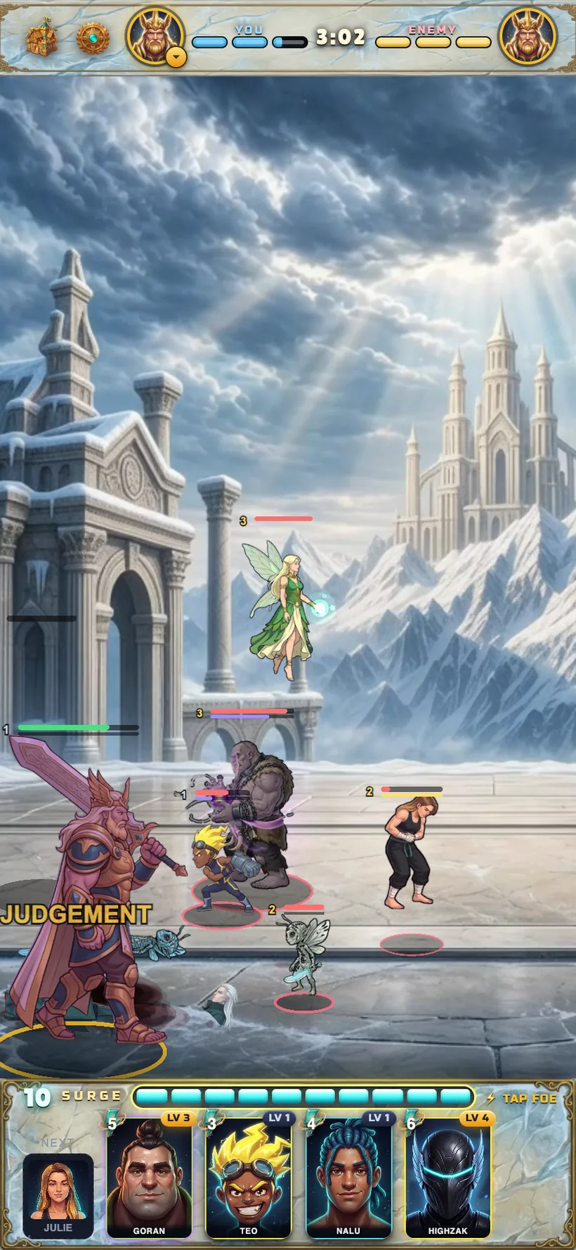 Judgement, the king's named power, firing mid-fight