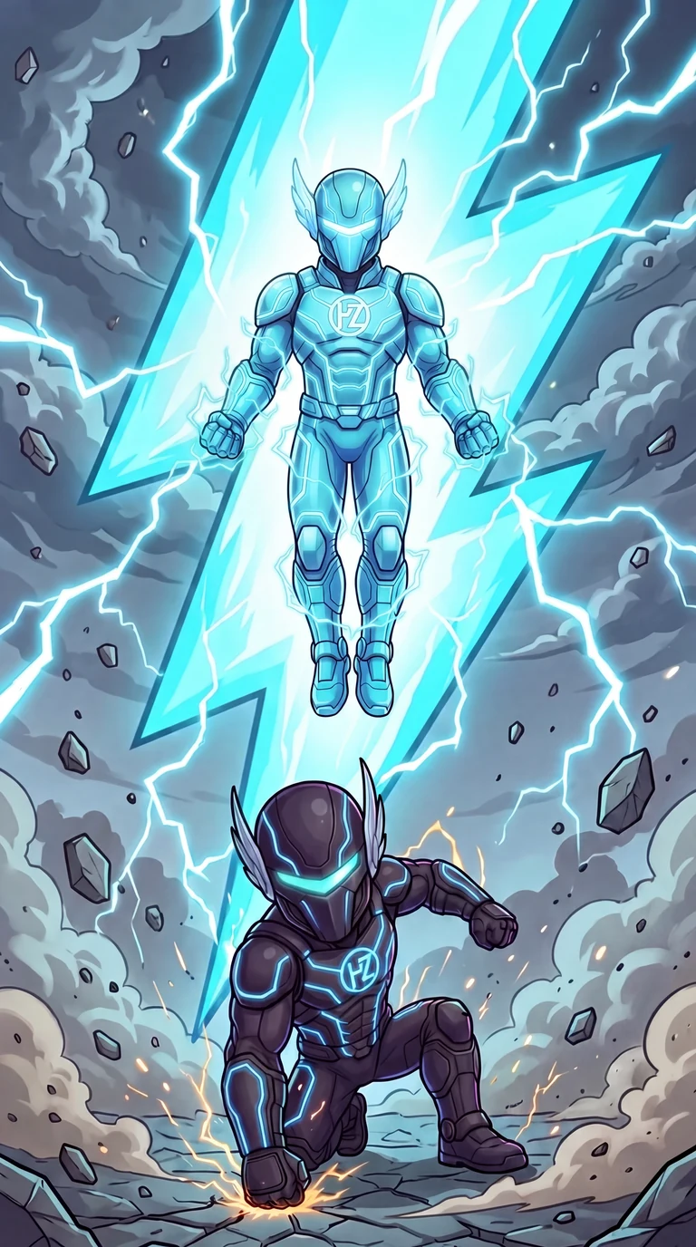 Highzak transforming, the suit overcharging with light
