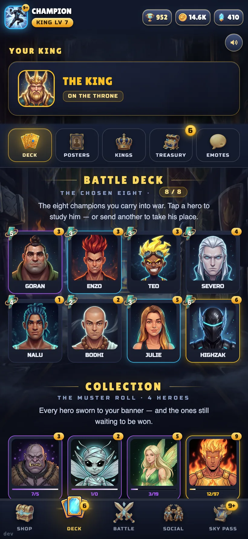 The battle deck and the collection