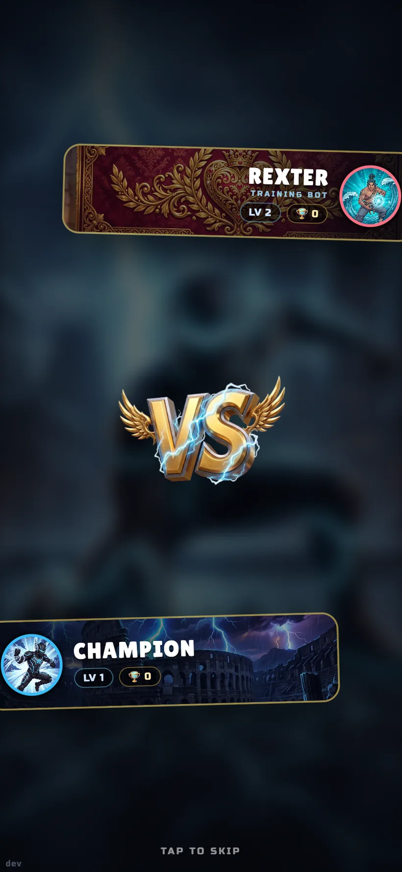The versus screen before a match