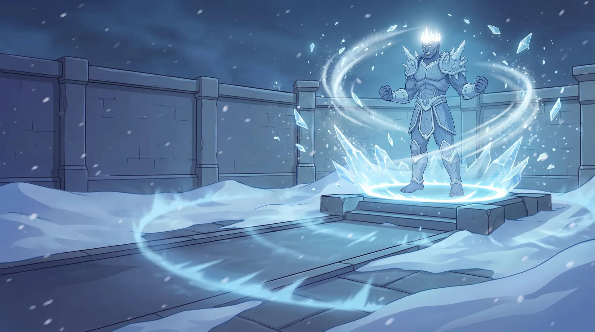 Illustration: the ice bursts and the king steps down into the lane