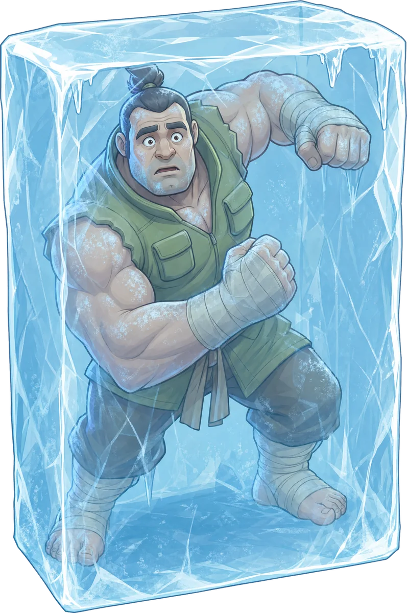 GORAN, your fighter, frozen in ice
