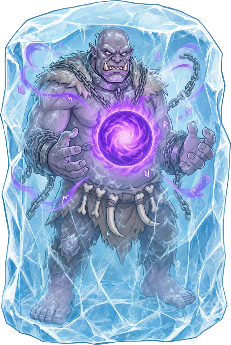 MALVO, their fighter, frozen in ice
